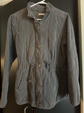 Maurices Quilted Drawstring Waist Jacket - Gray
